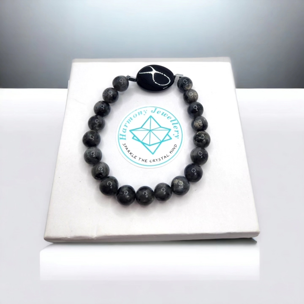 Labradorite, Black Agate bracelet 8 mm